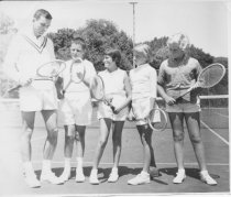 Tom Brown teaching tennis to children, Circa 1950's