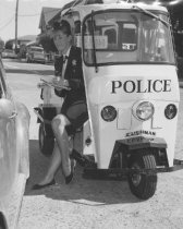 Molly MacGowan of the Mill Valley Police Department, sitting in the Cushman