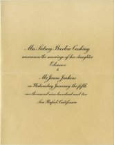 Announcement of the marriage of Eleanor "Dolly" Cushing to James Jenkins, 1