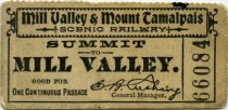 Ticket for the Mill Valley & Mount Tamalpais Scenic Railway, before 1910