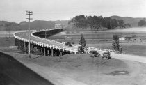 Richardson Bay Bridge completed with lift span looking east, circa 1930s