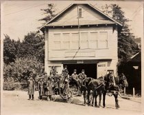 Mill Valley firemen in front of what was City Hall (1977), early 1900's