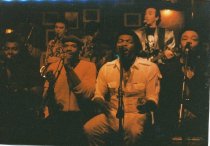 On stage at Sweetwater during the Village Music 19th anniversary party.