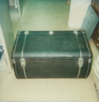 Photo of large luggage trunk believed to be from a 1930 Packard automobile.