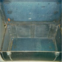 Photo of large luggage trunk believed to be from a 1930 Packard automobile.