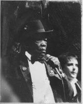 On stage, during John Lee Hooker's birthday party