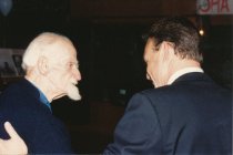 Joe Miller & unidentified person at Lance Robinson's birthday party, 1992