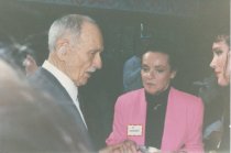 Lance Robinson and Vi Jensen at Lance Robinson's birthday party, 1992