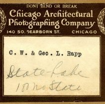 logo for Chicago Architectural Photographing Co from envelope