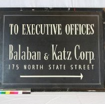 Sign for Balaban & Katz offices in Chicago, IL