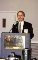 Unidentified man speaking at NE Regional Conference, 1997