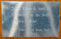 Close-up of engraved plate