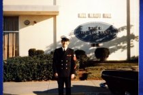 HMC Eugene "Gene" Jones in front of Health Science Center, undated