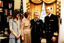 George McCullough with family during commissioning ceremony