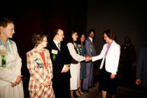 First Lady Rosalynn Carter Shaking Hands with Shelly Hicks, 1980
