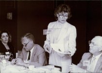 Judith Willis Showing Document During Meetings, 1989