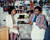 Peggy Valentine with teacher during Project Access presentation