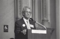 Dr. Stanley Bergen Speaks at March on Trenton, 1989
An unidentified speaker at the March on Trenton demonstration