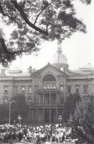March on Trenton Participants at New Jersey Capitol Building, 1989
Bagpipe players and March on Trenton participants