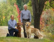 Eric Schuman, his husband Lorn Folsom & their two dogs Sophie and Riki
