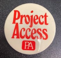 Red and White Project Access Lapel Button