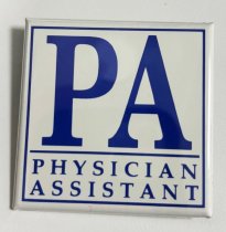 White and Blue PA Physician Assistant Button