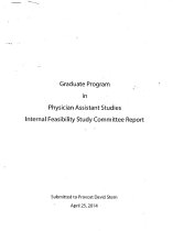 Graduate Program in Physician Assistant Studies: Internal Feasibility Study Committee Report