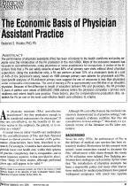 The Economic Basis of Physician Assistant Practice