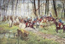 Austrian Cavalry Pursuing Russian Cossacks at the Dunajec River near Lember