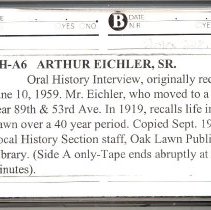 Eichler, Arthur Sr. - Oral History Interview