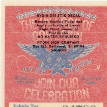 Oak Lawn Vehicle Sticker, 1976