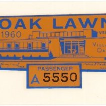 Oak Lawn Vehicle Sticker, 1960