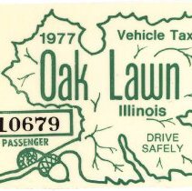 Oak Lawn Vehicle Sticker, 1977