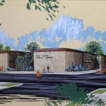 Painting of the Oak Lawn Public Library in 1977
