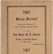 Concert Program for a Piano Recital at the Oak Lawn Methodist Episcopal Chu