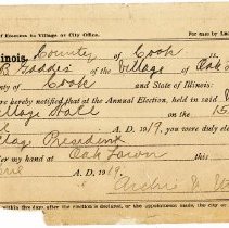 Election Notice from the State of Illinois to William B. Gaddis