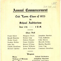 Cook School Graduation Program, 1925