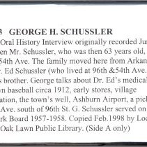 Schussler, George H. - Oral History Interview
