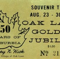 Oak Lawn Golden Jubilee Ticket, 1959