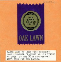 Oak Lawn Golden Jubilee Badge, 1959