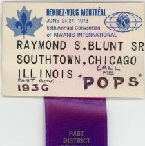 Kiwanis Delegate Ribbon, 1973