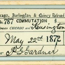 Chicago, Burlington, & Quincy Train Ticket, 1872