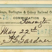 1872 Chicago, Burlington & Quincy Train Ticket