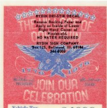 Oak Lawn Vehicle Sticker, 1976