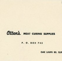 Otten's Meat Curing Supplies Envelope