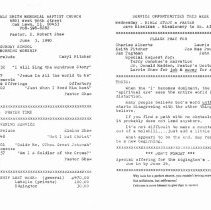 Donald Smith Memorial Baptist Church Bulletin, 6/3/1990