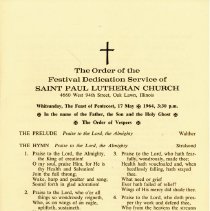 St. Paul Lutheran Church Dedication Service, 1964