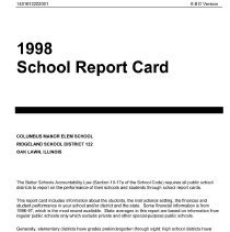 Columbus Manor Elementary School Report Card, 1998