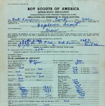 Explorer Scout Application: Dibble,1946