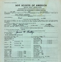 Boy Scout Explorer Application: Louis C. Larsonneur, 1947